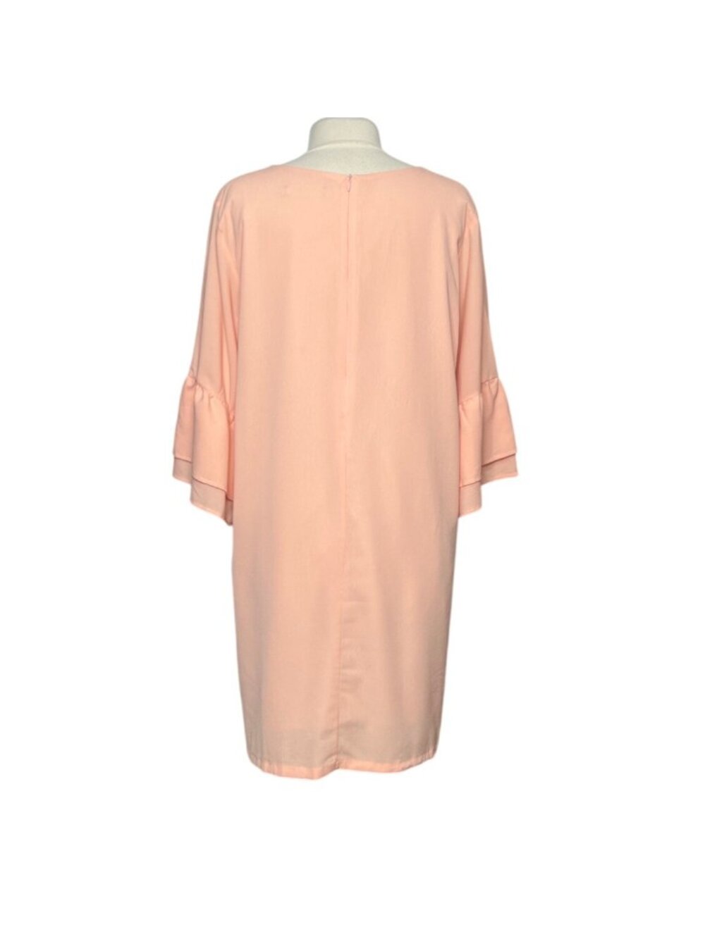 Belongsci Ruffle Sleeve Vneck Dress Womens XXL Peach Mini Summer - Picture 3 of 10